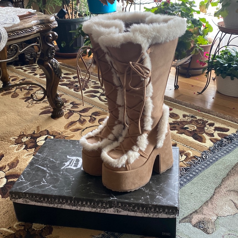 Demonia Cult - Camel 311 Boots in Camel Vegan Suede